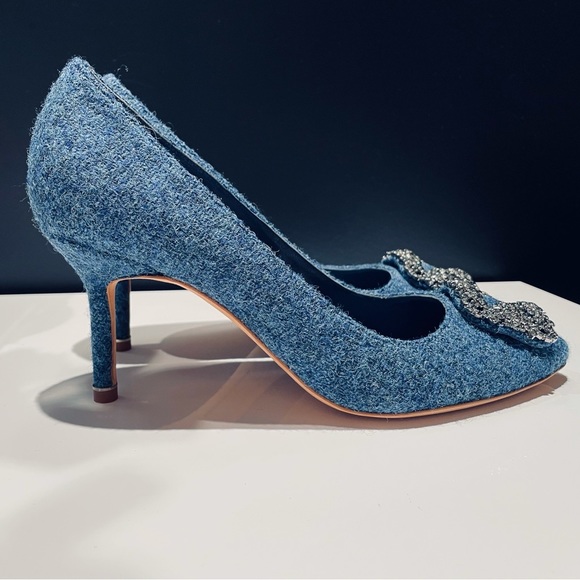 MANOLO BLAHNIK blue Hanghisi heels / pumps  NWT - Picture 1 of 8